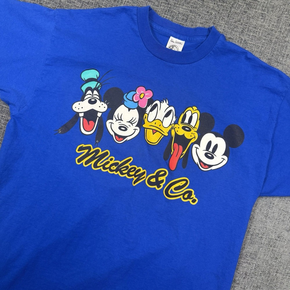 Vintage 90s Disney Mickey & Co Graphic Single Stitch T-Shirt Blue Men's‎ XL